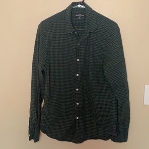 J Crew Mercantile Flex blue and green button down